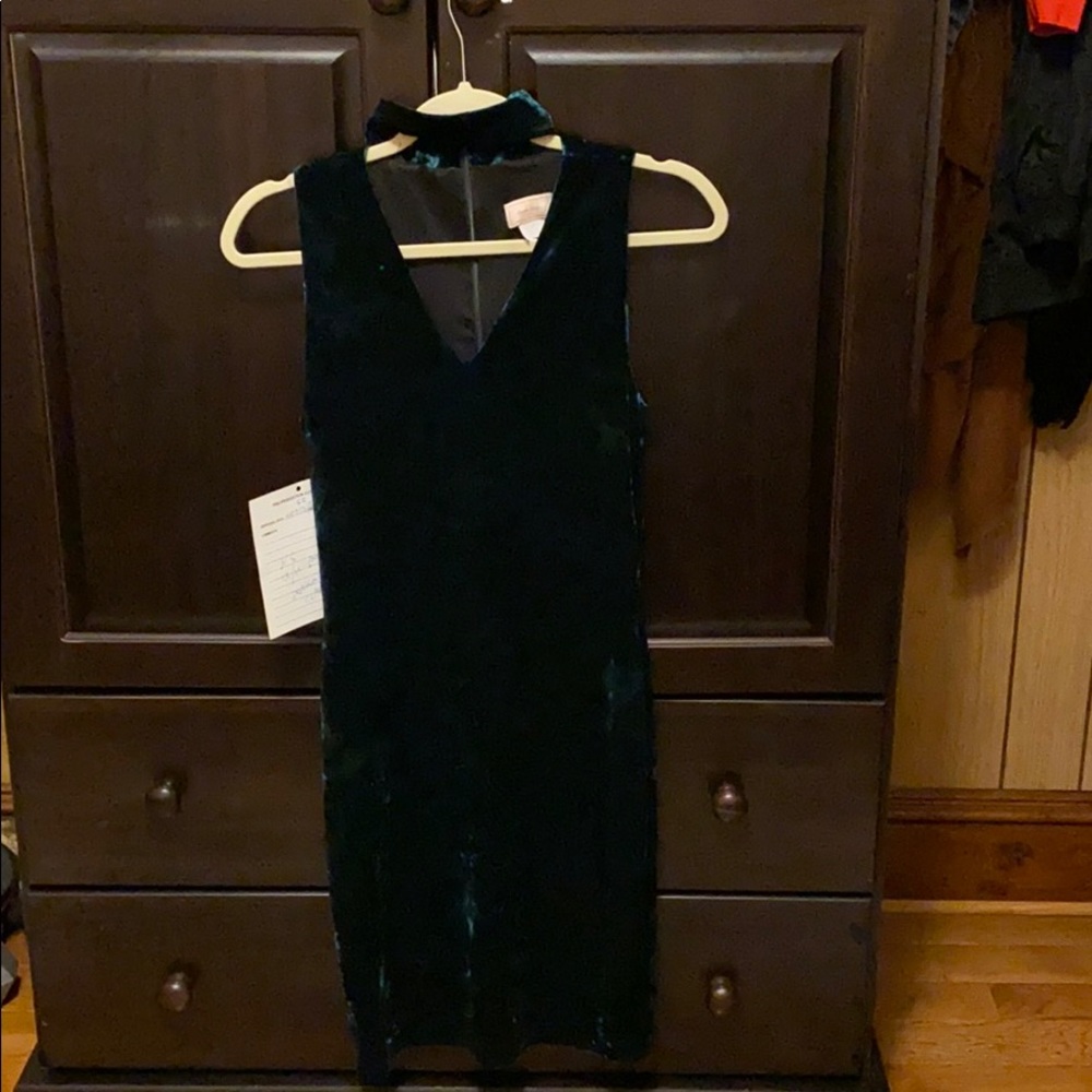 Velvet Green Dress with Choker